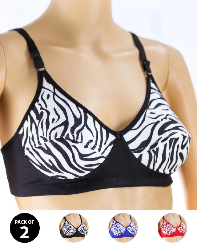Pack of 2 Madam Bra - i17 - Non Padded Bra - Non Wired Bra Light Padded Bra
