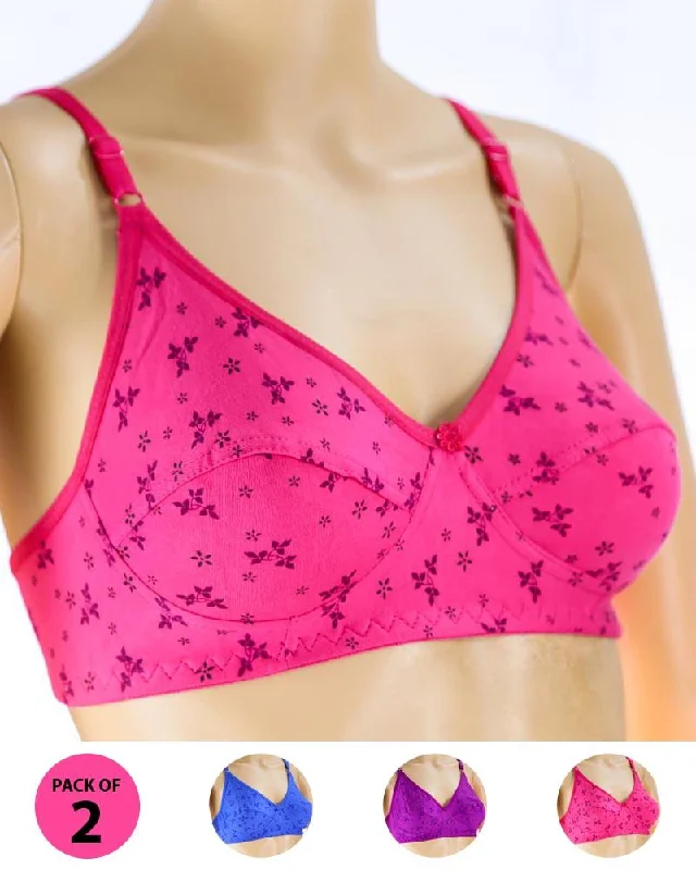 Pack of 2 Madam Bra - i21 - Non Padded Bra - Non Wired Bra Adjustable Comfort Bra