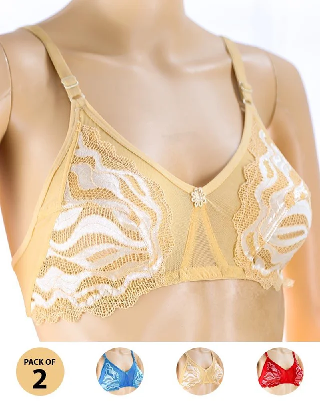 Pack of 2 Madam Bra - Limca - Non Padded Bra - Non Wired Bra Casual Bralette Set