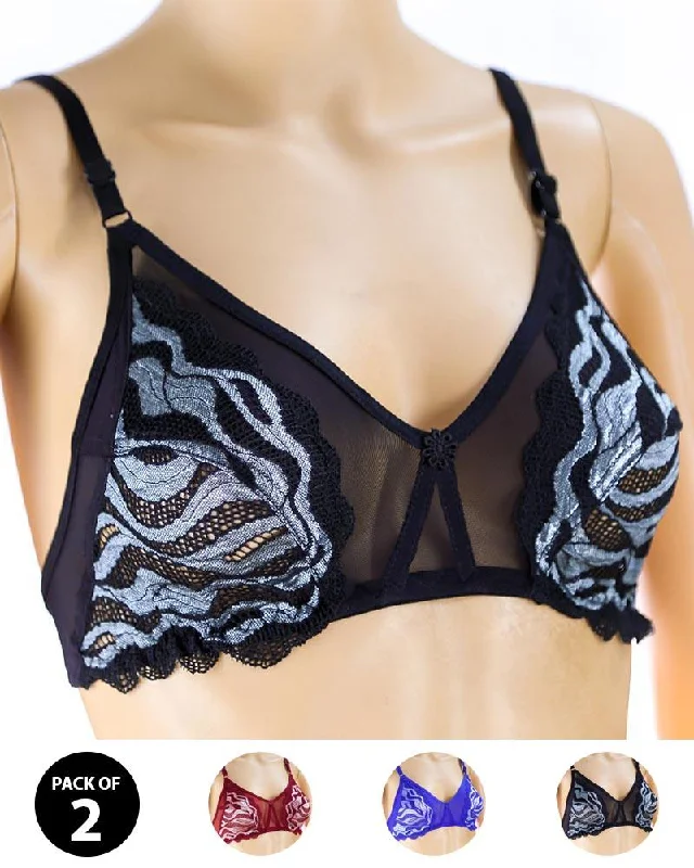 Pack of 2 Madam Bra - Limca - Non Padded Bra - Non Wired Bra Full Support Bra