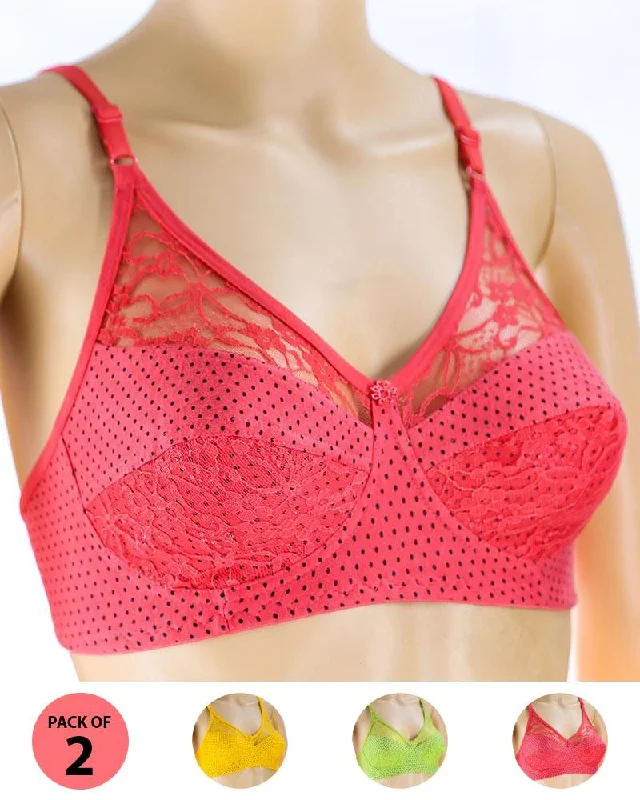 Pack of 2 Madam Bra - N2 - Non Padded Bra - Non Wired Bra Full Coverage Bra