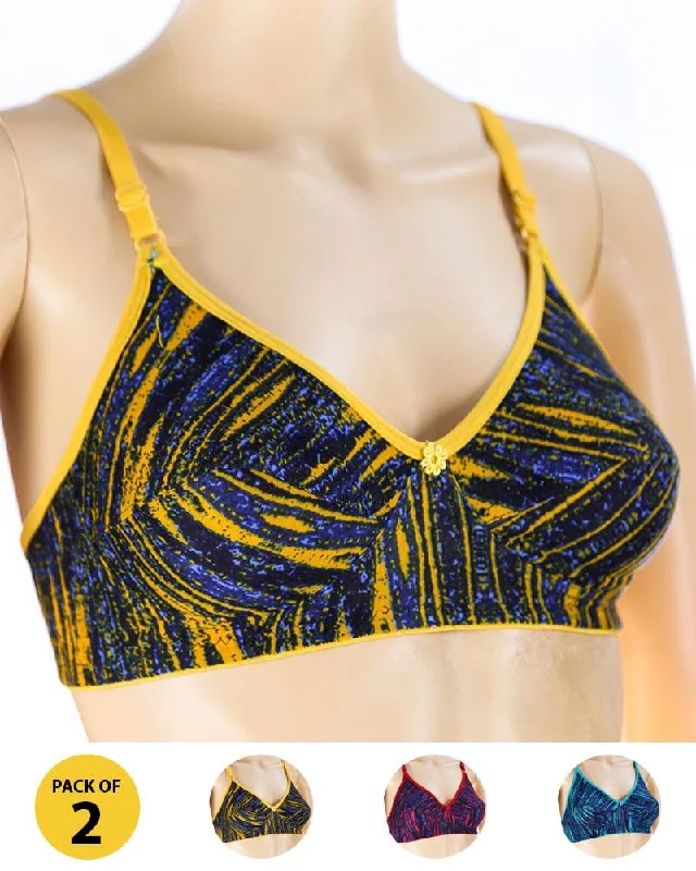 Pack of 2 Madam Bra - S13 - Non Padded Bra - Non Wired Bra Active Wear Bra