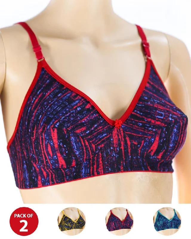Pack of 2 Madam Bra - S13 - Non Padded Bra - Non Wired Bra Multi-Way Bra Design