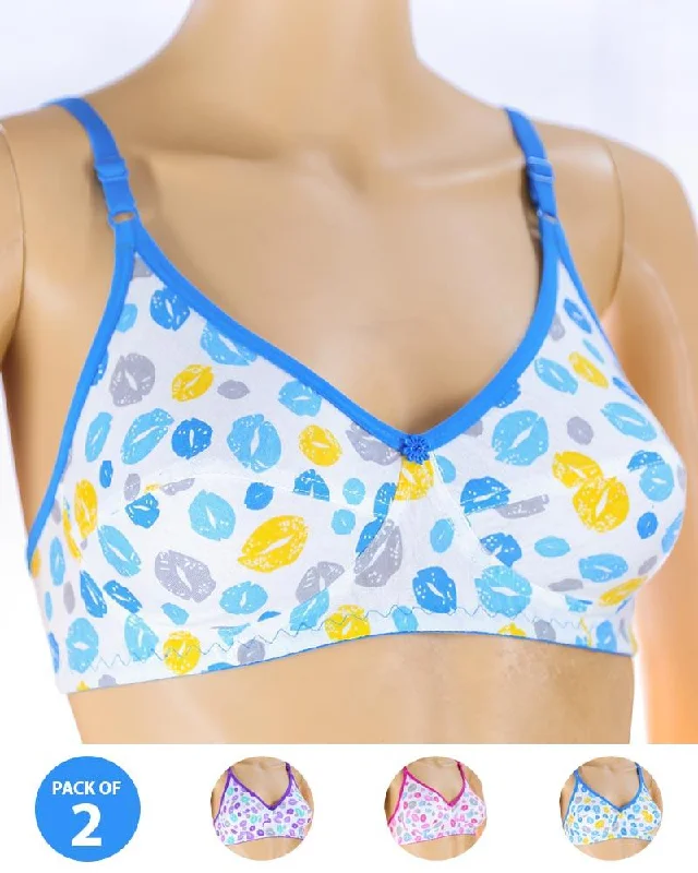Pack of 2 Madam Bra - S14 - Non Padded Bra - Non Wired Bra Full Coverage Bralette