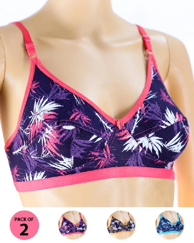 Pack of 2 Madam Bra - S5 - Non Padded Bra - Non Wired Bra Seamless Sports Bra