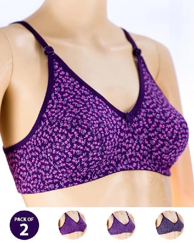 Pack of 2 Madam Bra - Sarina-4 - Non Padded Bra - Non Wired Bra Elegant Silk Bra