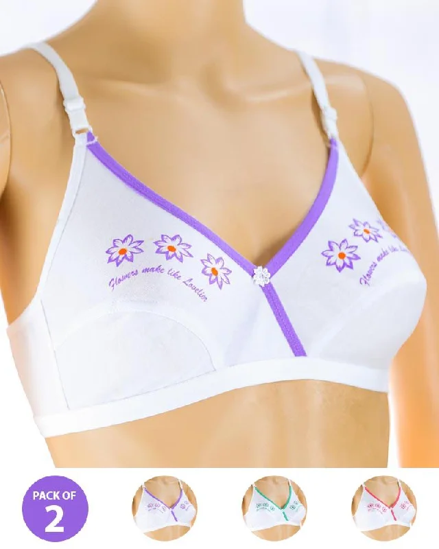 Pack of 2 Madam Bra - Tatto - Non Padded Bra - Non Wired Bra Chic Lace Underwear