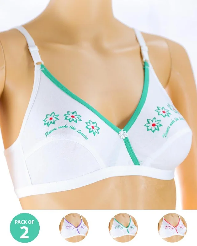Pack of 2 Madam Bra - Tatto - Non Padded Bra - Non Wired Bra Soft Stretch Bra