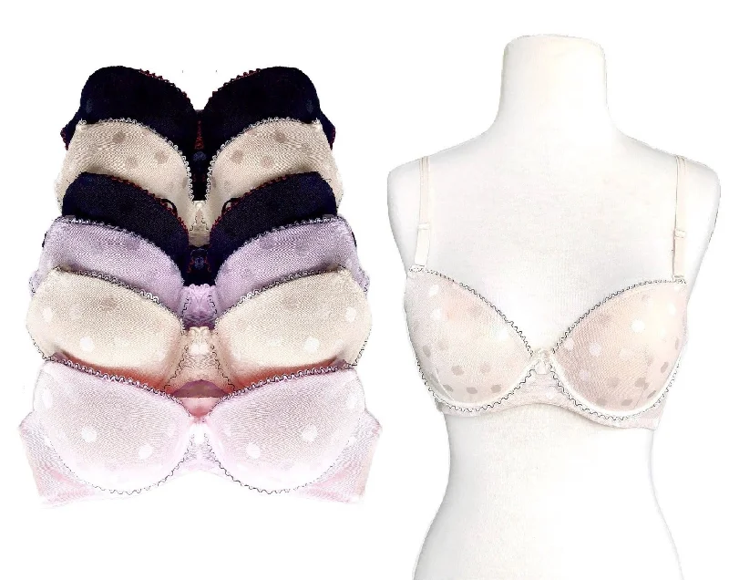 Polka Dot & Scalloped Trim Lace Bras