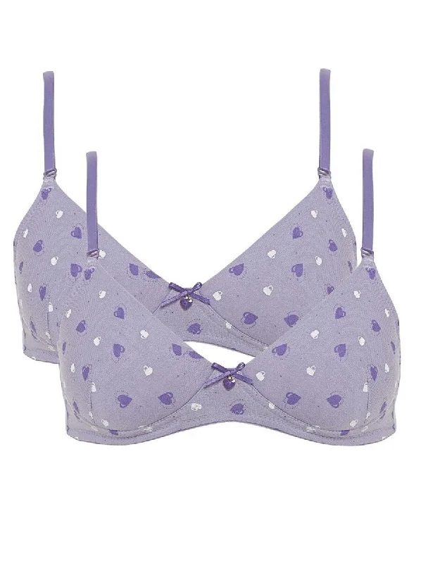 Teen Pra 2-Pack Purple Hearts Bras- 8025