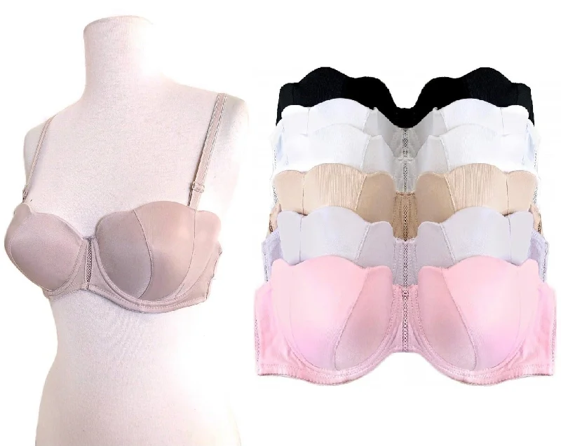 Scalloped Trim Plain Full Coverage Bras