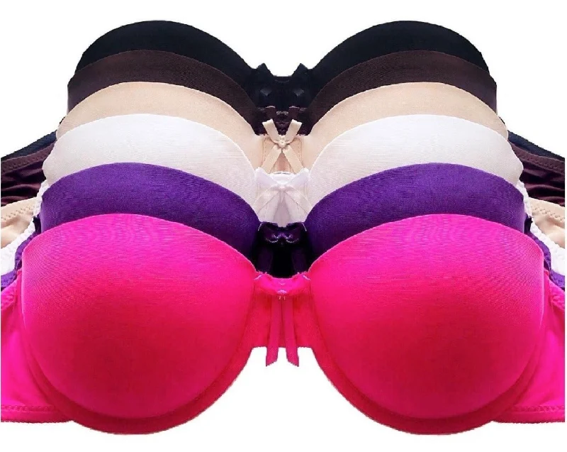 Simple Solid Colored Bras with Bow Center