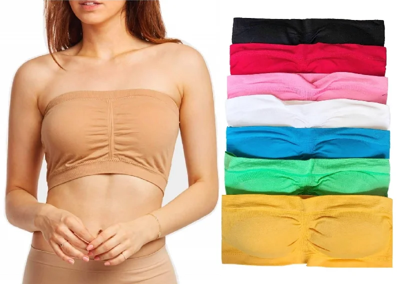 Stretchy Convertible Tube Top Bandeau Bras Strapless Support Bra