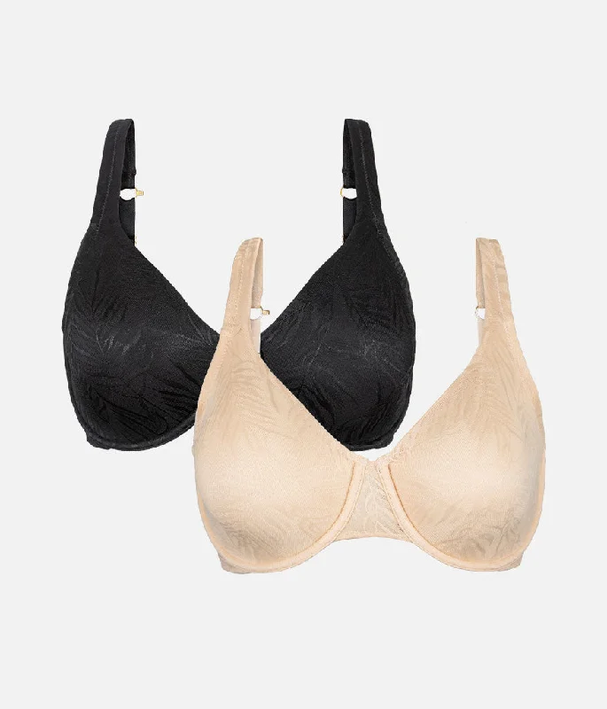 The Smooth Lace Minimizer Bra Bundle: Jet Black/Toasted Almond