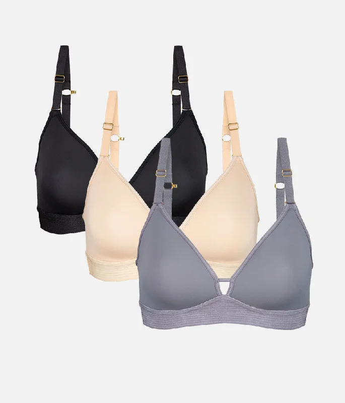 The Spacer Bra Trio: Jet Black/Toasted Almond/Smoke