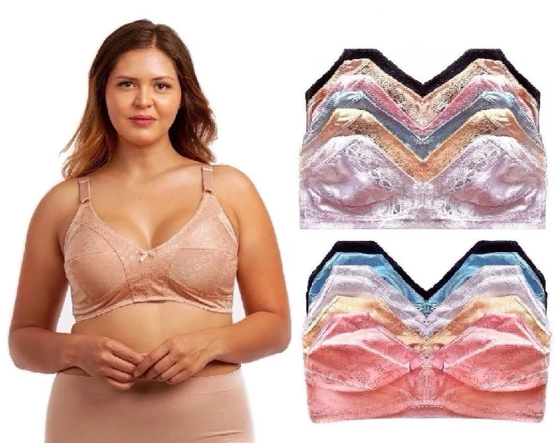 Wireless No Padding Floral Silky Bras Active Support Bra