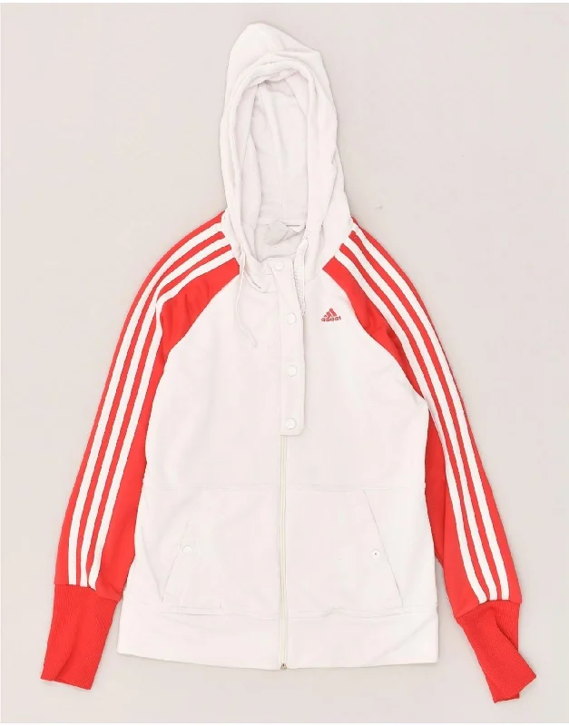 ADIDAS Womens Clima 365 Zip Hoodie Sweater UK 10 Small White Polyester