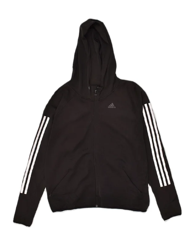 ADIDAS Womens Climalite Zip Hoodie Sweater UK 16 Large Black Polyester Elasticated Padded Insulated ADIDAS Womens Climalite Zip Hoodie Sweater UK 16 Large Black Polyester Elasticated Padded Insulated