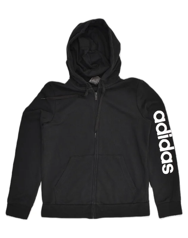 ADIDAS Womens Graphic Zip Hoodie Sweater UK 12/14 Medium Black Cotton Tailored Straight A-Line ADIDAS Womens Graphic Zip Hoodie Sweater UK 12/14 Medium Black Cotton Tailored Straight A-Line