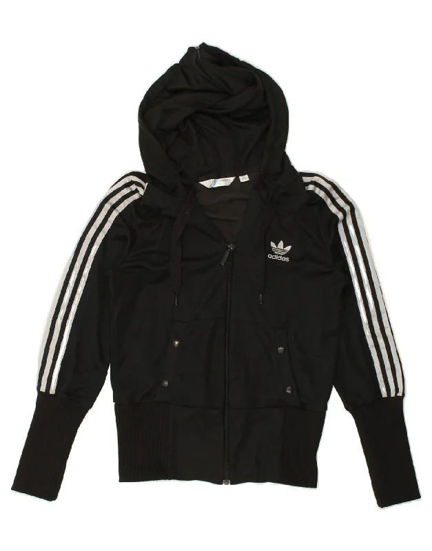 ADIDAS Womens Zip Hoodie Sweater IT 42 Medium Black Polyester