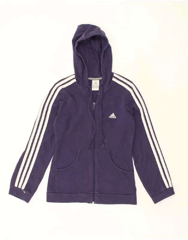 ADIDAS Womens Zip Hoodie Sweater UK 10 Small Purple Cotton