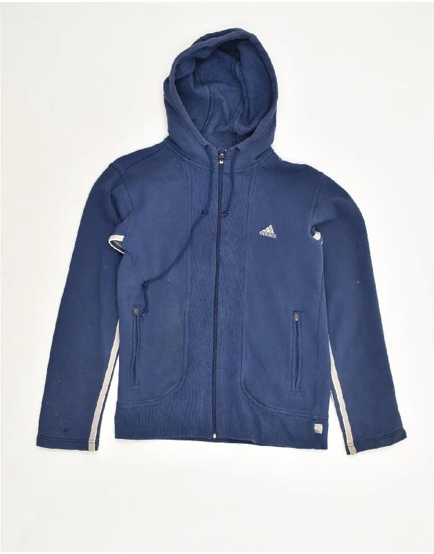 ADIDAS Womens Zip Hoodie Sweater UK 12 Medium Navy Blue Cotton Denim Fabric Leather Fabric Suede Fabric ADIDAS Womens Zip Hoodie Sweater UK 12 Medium Navy Blue Cotton Denim Fabric Leather Fabric Suede Fabric
