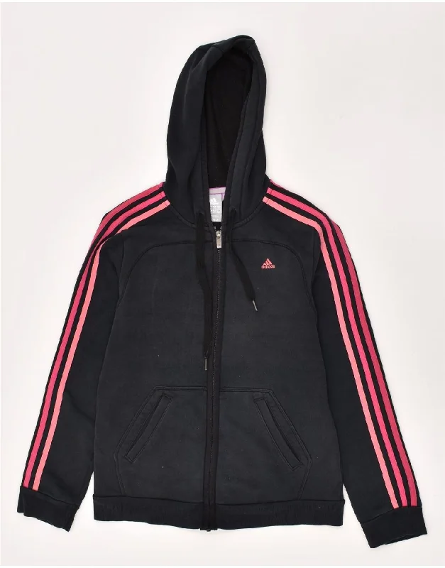 ADIDAS Womens Zip Hoodie Sweater UK 14 Medium Black Cotton High Neck Crew Neck V-Neck ADIDAS Womens Zip Hoodie Sweater UK 14 Medium Black Cotton High Neck Crew Neck V-Neck
