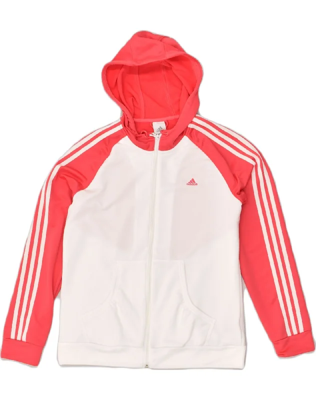 ADIDAS Womens Zip Hoodie Sweater UK 18 XL White Colourblock Polyester Notch Collar Peter Pan Collar Cowl Neck ADIDAS Womens Zip Hoodie Sweater UK 18 XL White Colourblock Polyester Notch Collar Peter Pan Collar Cowl Neck