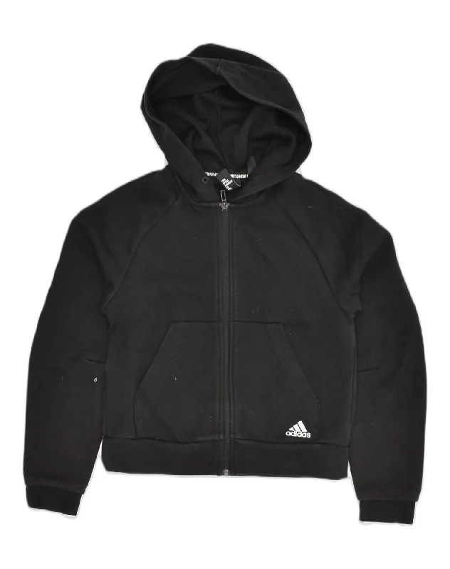 ADIDAS Womens Zip Hoodie Sweater UK 6 XS Black Cotton Spandex Blend Rayon Blend Denim Blend ADIDAS Womens Zip Hoodie Sweater UK 6 XS Black Cotton Spandex Blend Rayon Blend Denim Blend