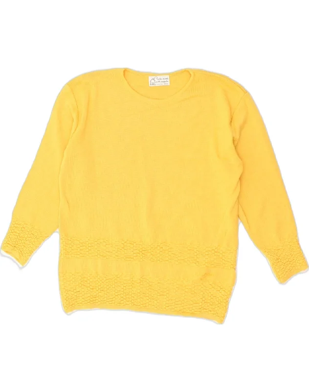 ALTA MODA Womens Crew Neck Jumper Sweater UK 14 Large Yellow Spandex Rayon Corduroy