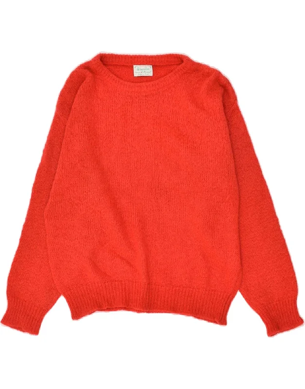 BENETTON Womens Crew Neck Jumper Sweater IT 50 XL Red Acrylic