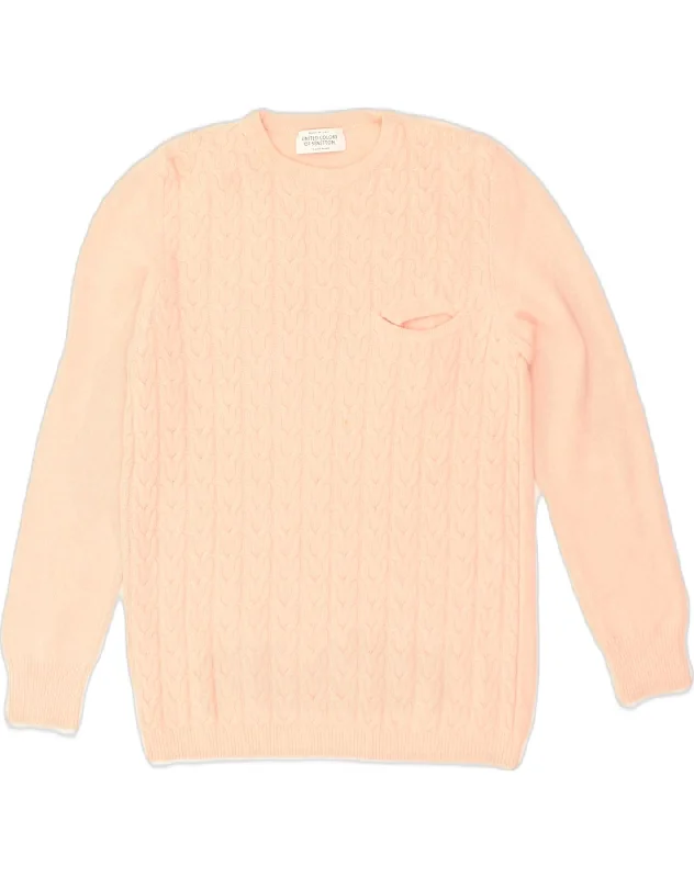 BENETTON Womens Crew Neck Jumper Sweater UK 10 Small Pink Wool Boxy Sweater Fitted Sweater A-Line BENETTON Womens Crew Neck Jumper Sweater UK 10 Small Pink Wool Boxy Sweater Fitted Sweater A-Line