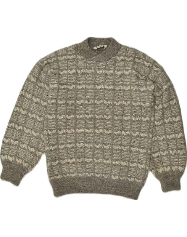BRAMANTE Womens Turtle Neck Jumper Sweater UK 20 2XL Grey Check Wool Solid Color Striped Floral Print BRAMANTE Womens Turtle Neck Jumper Sweater UK 20 2XL Grey Check Wool Solid Color Striped Floral Print