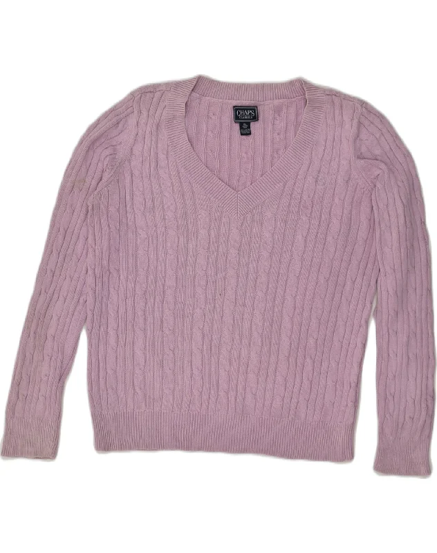 CHAPS Womens Classic Classic Fit V-Neck Jumper Sweater UK 18 XL Purple Houndstooth Herringbone Solid CHAPS Womens Classic Classic Fit V-Neck Jumper Sweater UK 18 XL Purple Houndstooth Herringbone Solid