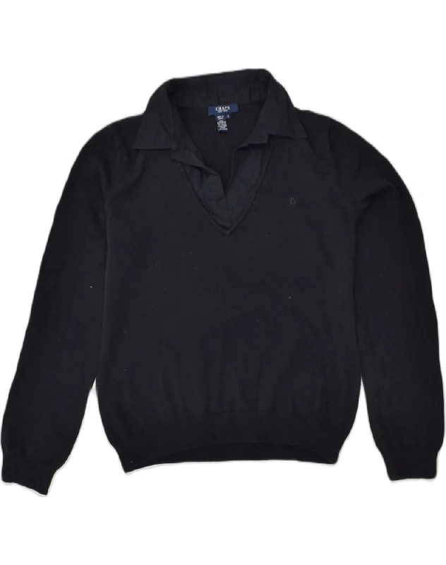 CHAPS Womens Polo Neck Jumper Sweater UK 14 Large Navy Blue Cotton Chenille Blend Fleece Blend Nylon Blend CHAPS Womens Polo Neck Jumper Sweater UK 14 Large Navy Blue Cotton Chenille Blend Fleece Blend Nylon Blend