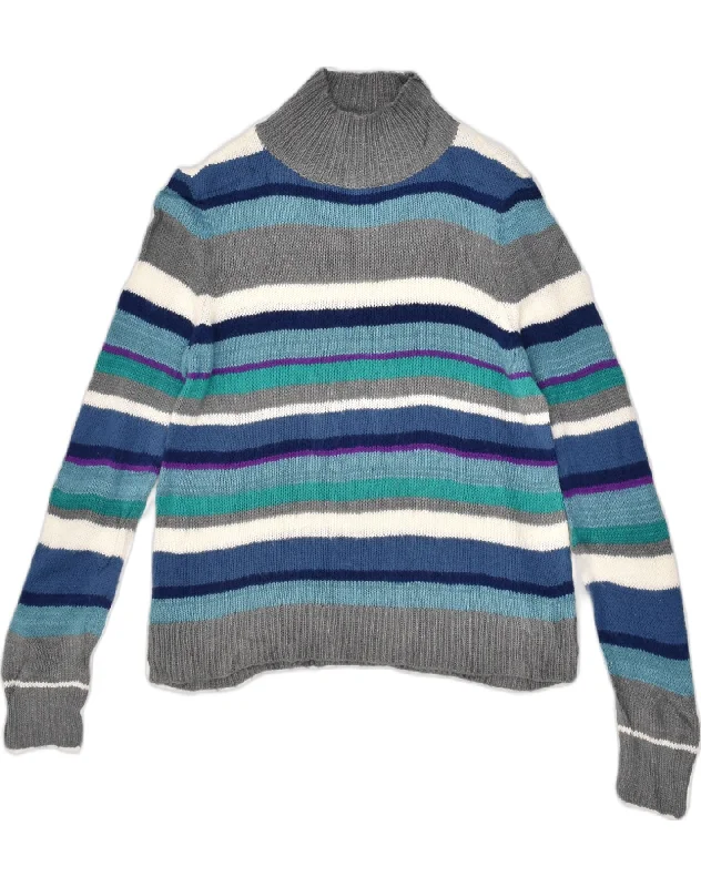 CHAPS Womens Turtle Neck Jumper Sweater UK 12 Medium Multicoloured Striped Hooded Sweater Collared Sweater Shawl Collar CHAPS Womens Turtle Neck Jumper Sweater UK 12 Medium Multicoloured Striped Hooded Sweater Collared Sweater Shawl Collar