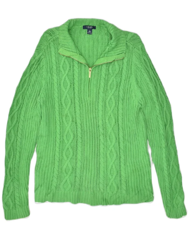 CHAPS Womens Zip Neck Jumper Sweater UK 16 Large Green Cotton Sequined Glittery Shiny CHAPS Womens Zip Neck Jumper Sweater UK 16 Large Green Cotton Sequined Glittery Shiny
