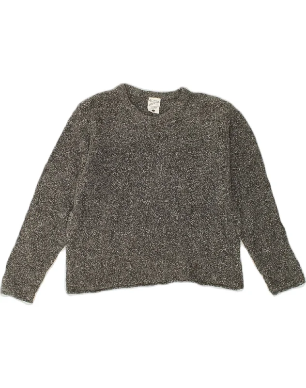COLUMBIA Womens Crew Neck Jumper Sweater UK 16 Large Grey Flecked Acrylic Notch Collar Peter Pan Collar Cowl Neck COLUMBIA Womens Crew Neck Jumper Sweater UK 16 Large Grey Flecked Acrylic Notch Collar Peter Pan Collar Cowl Neck