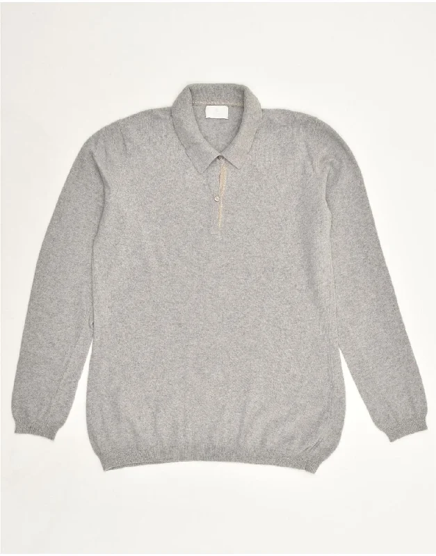 CONTE OF FLORENCE Womens Polo Neck Jumper Sweater UK 20 2XL Grey Wool Collared Crew Neck Turtle Neck CONTE OF FLORENCE Womens Polo Neck Jumper Sweater UK 20 2XL Grey Wool Collared Crew Neck Turtle Neck