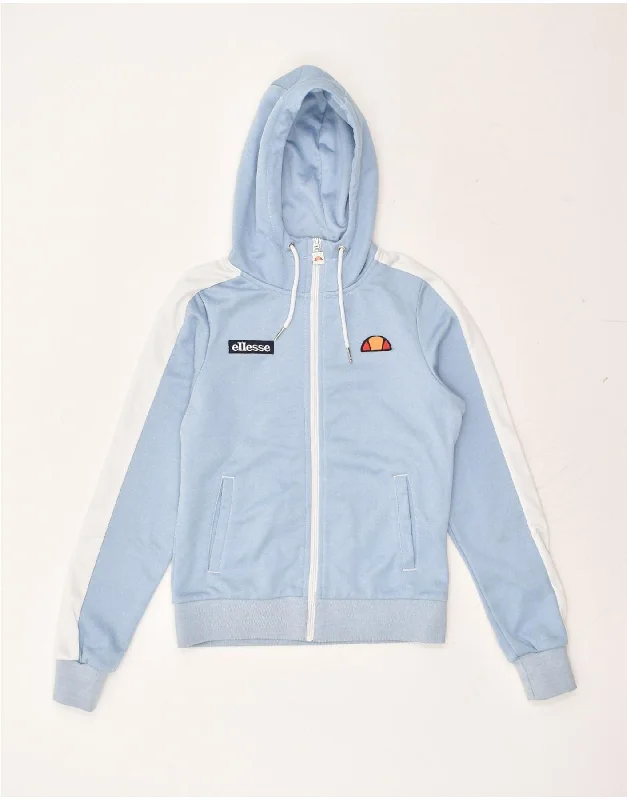 ELLESSE Womens Zip Hoodie Sweater US 6 Medium Blue Polyester