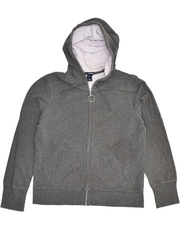 GAP Womens Stretch Zip Hoodie Sweater UK 16 Large Grey Cotton