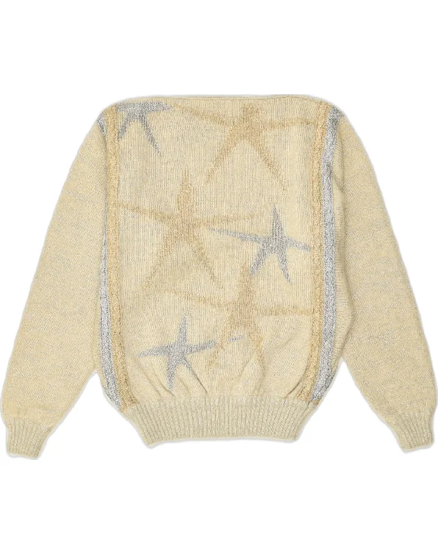 GIORGIO GRATI Womens Graphic Boat Neck Jumper Sweater IT 40 Small Beige Faux Fur Fabric Real Fur Fabric Shearling Fabric GIORGIO GRATI Womens Graphic Boat Neck Jumper Sweater IT 40 Small Beige Faux Fur Fabric Real Fur Fabric Shearling Fabric