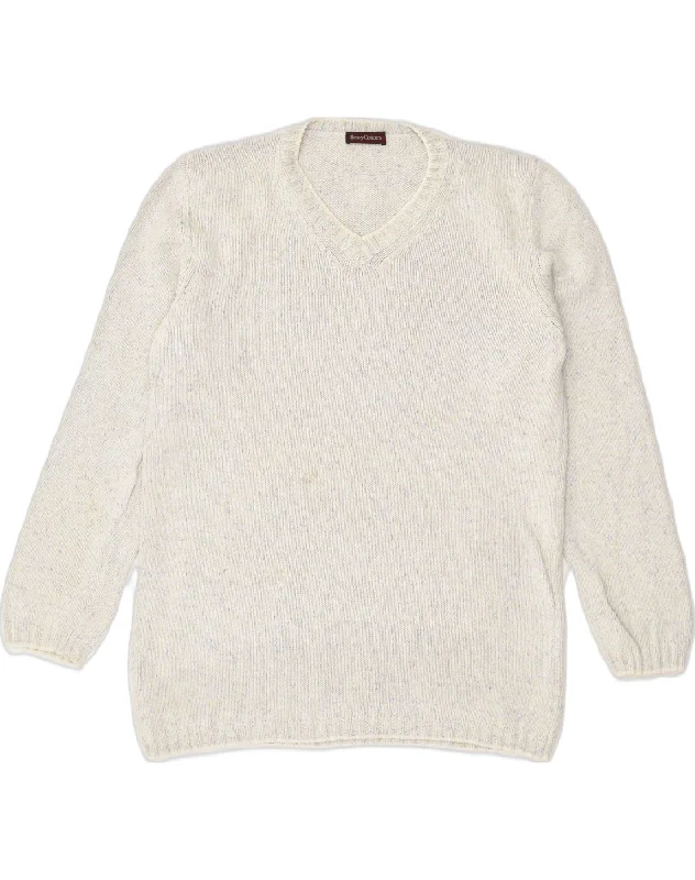 HENRY COTTONS Womens V-Neck Jumper Sweater EU 46 XL White Cotton Iron Safe Non-Iron Wrinkle Free HENRY COTTONS Womens V-Neck Jumper Sweater EU 46 XL White Cotton Iron Safe Non-Iron Wrinkle Free