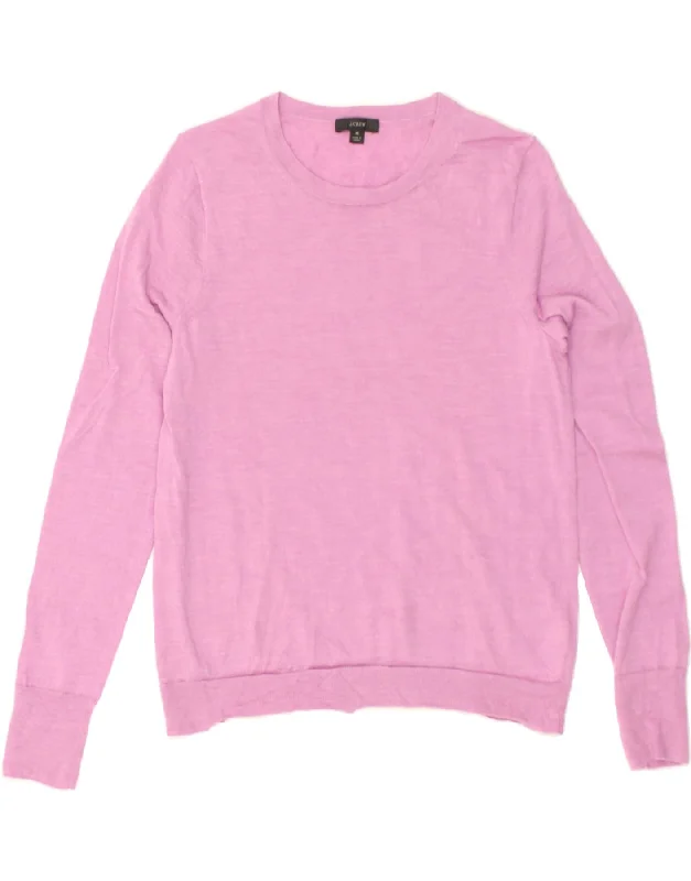 J. CREW Womens Crew Neck Jumper Sweater UK 14 Medium Pink Wool