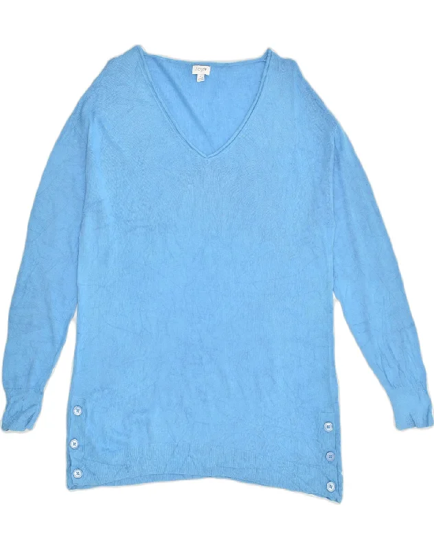 J. CREW Womens Longline V-Neck Jumper Sweater UK 16 Large Blue Linen Satin Fabric Silk Fabric Chiffon Fabric J. CREW Womens Longline V-Neck Jumper Sweater UK 16 Large Blue Linen Satin Fabric Silk Fabric Chiffon Fabric