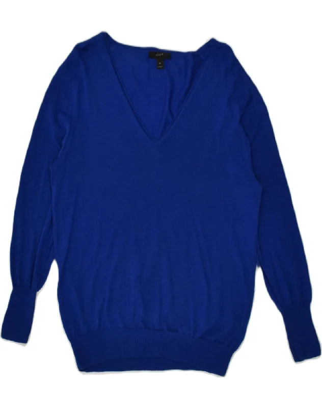 J. CREW Womens V-Neck Jumper Sweater UK 12 Medium Blue Merino Wool Fleece Fabric Down Fabric Feather Fabric J. CREW Womens V-Neck Jumper Sweater UK 12 Medium Blue Merino Wool Fleece Fabric Down Fabric Feather Fabric