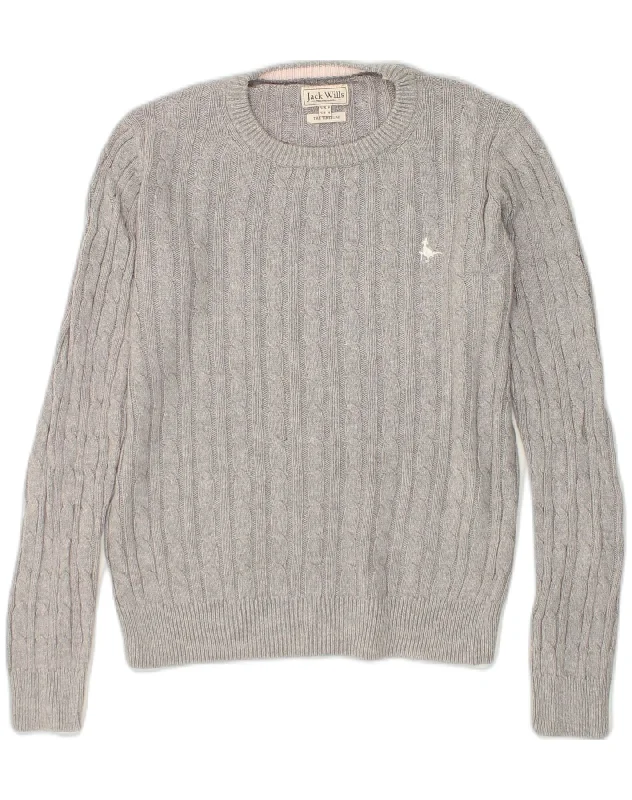 JACK WILLS Womens Crew Neck Jumper Sweater UK 8 Small Grey Cotton Tailored Straight A-Line JACK WILLS Womens Crew Neck Jumper Sweater UK 8 Small Grey Cotton Tailored Straight A-Line