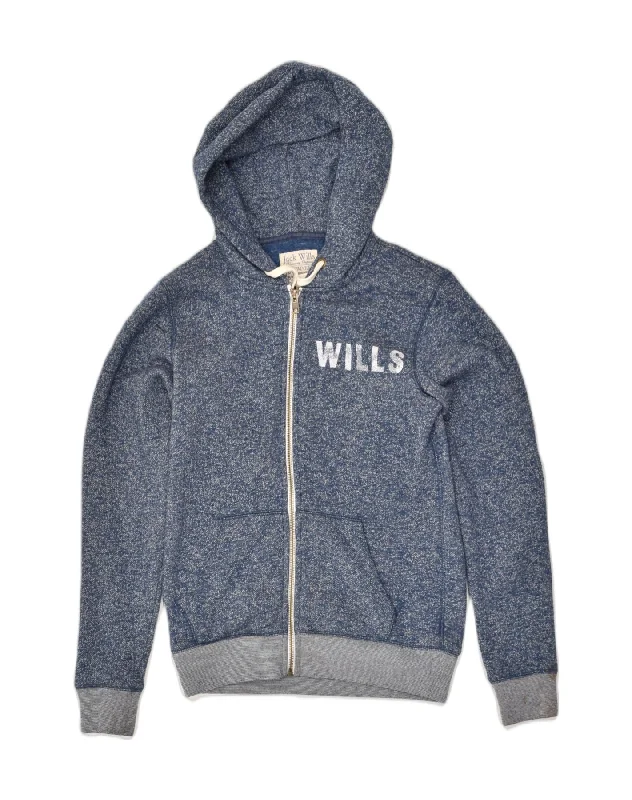 JACK WILLS Womens Graphic Zip Hoodie Sweater UK 10 Small Blue Polyester Fitted Loose Oversized JACK WILLS Womens Graphic Zip Hoodie Sweater UK 10 Small Blue Polyester Fitted Loose Oversized