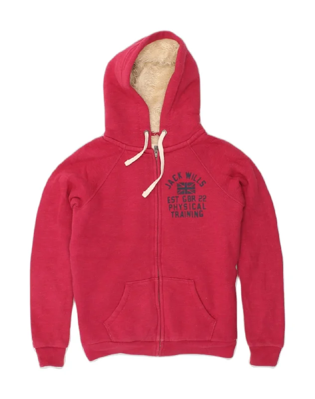 JACK WILLS Womens Sherpa Zip Hoodie Sweater UK 10 Small Pink Cotton Print Jacquard Patchwork JACK WILLS Womens Sherpa Zip Hoodie Sweater UK 10 Small Pink Cotton Print Jacquard Patchwork