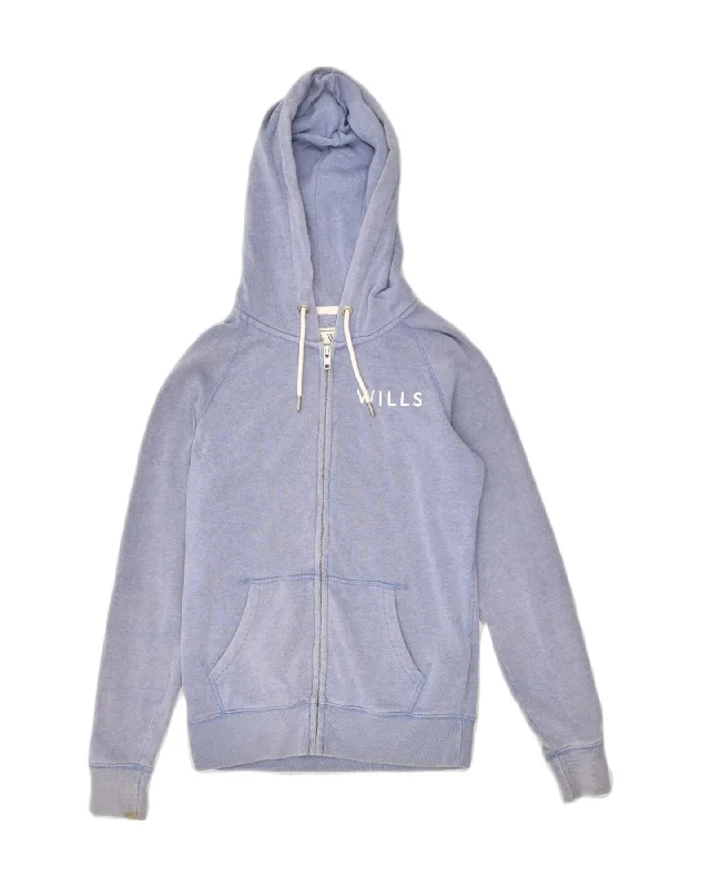 JACK WILLS Womens Zip Hoodie Sweater UK 8 Small Blue Cotton Elasticated Padded Insulated JACK WILLS Womens Zip Hoodie Sweater UK 8 Small Blue Cotton Elasticated Padded Insulated